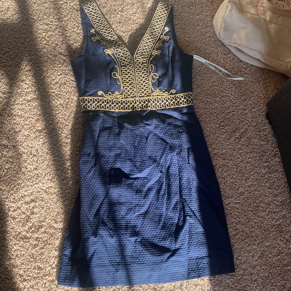 Navy and gold Lilly Pulitzer shift dress